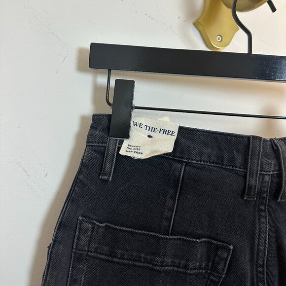 FREE PEOPLE Beacon Mid-Rise Slim Crop Jeans in Black Quartz Size US 25 - Picture 8 of 11